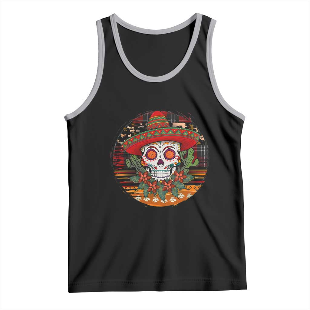 Sugar Skull Mexican Christmas Tank Top TS14 Black Athletic Heather Print Your Wear