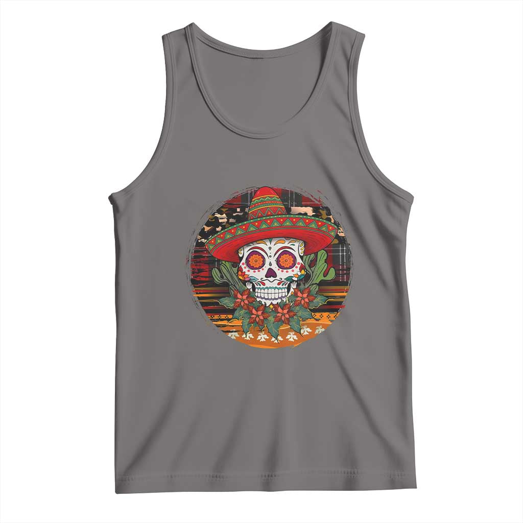 Sugar Skull Mexican Christmas Tank Top TS14 Deep Heather Print Your Wear