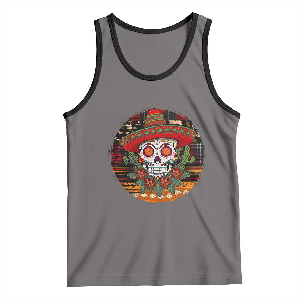 Sugar Skull Mexican Christmas Tank Top TS14 Deep Heather Black Print Your Wear