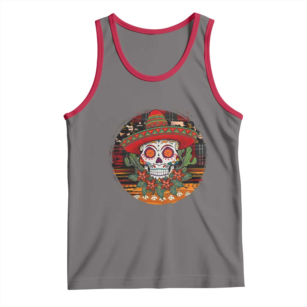 Sugar Skull Mexican Christmas Tank Top TS14 Deep Heather Red Print Your Wear