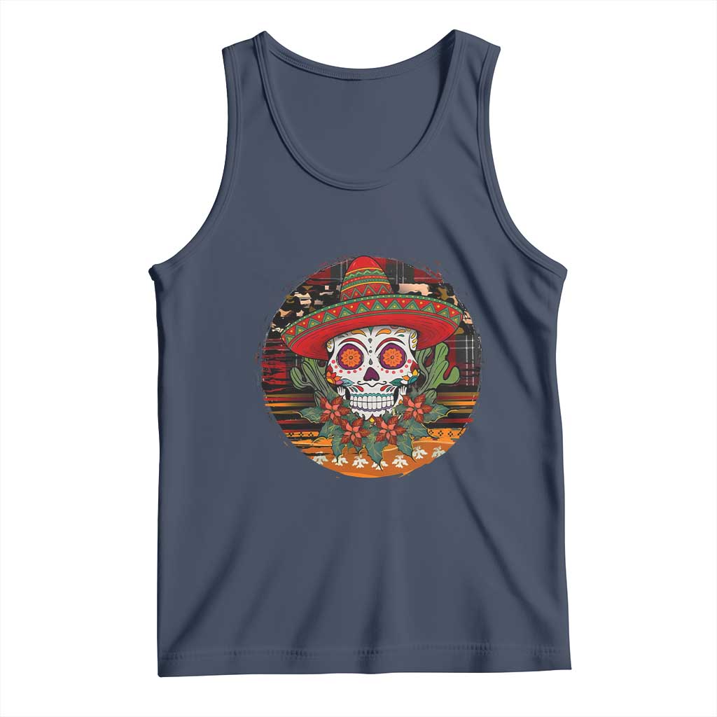 Sugar Skull Mexican Christmas Tank Top TS14 Navy Print Your Wear