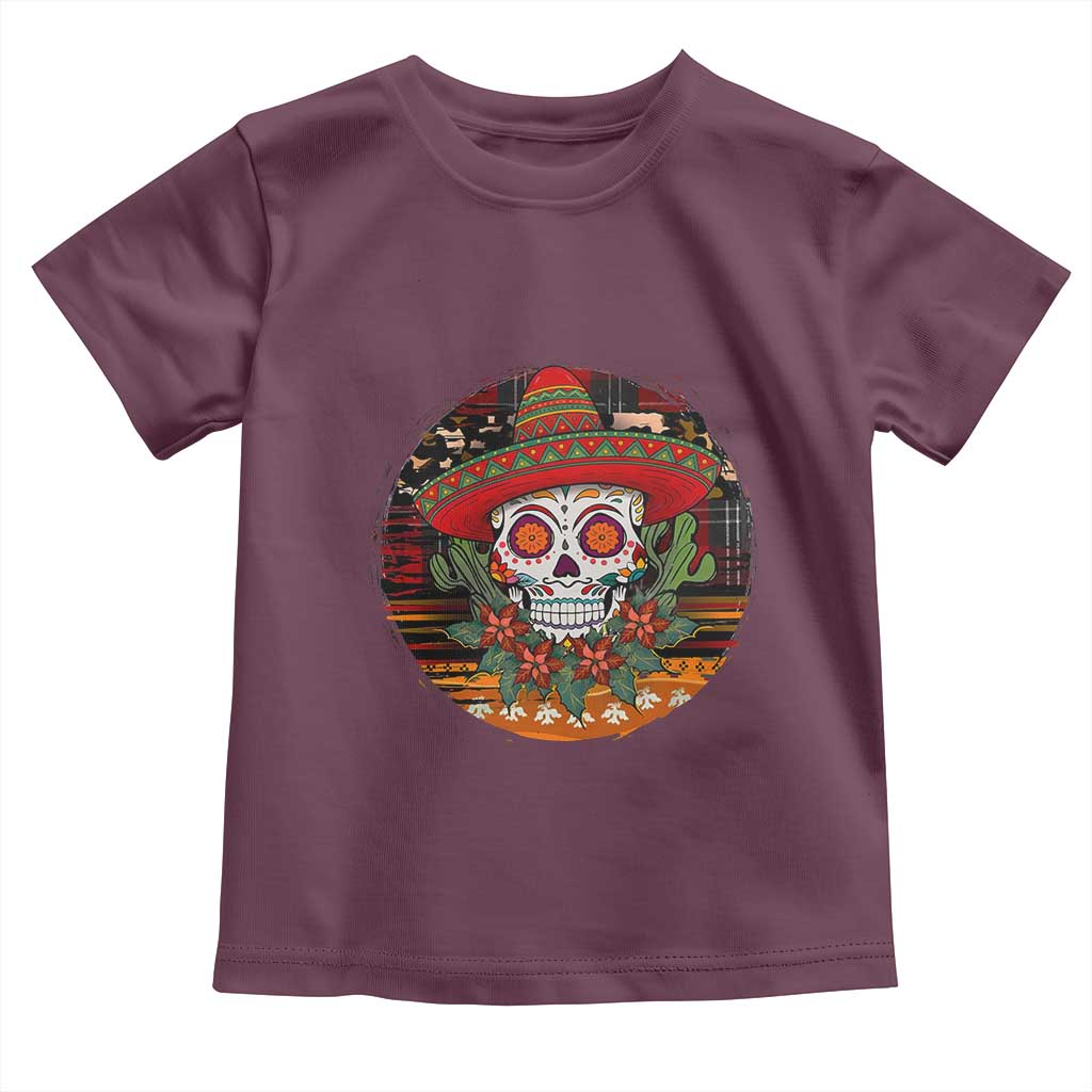 Sugar Skull Mexican Christmas Toddler T Shirt TS14 Maroon Print Your Wear