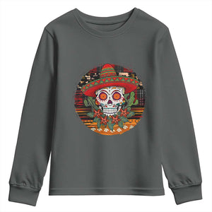 Sugar Skull Mexican Christmas Youth Sweatshirt TS14 Dark Heather Print Your Wear