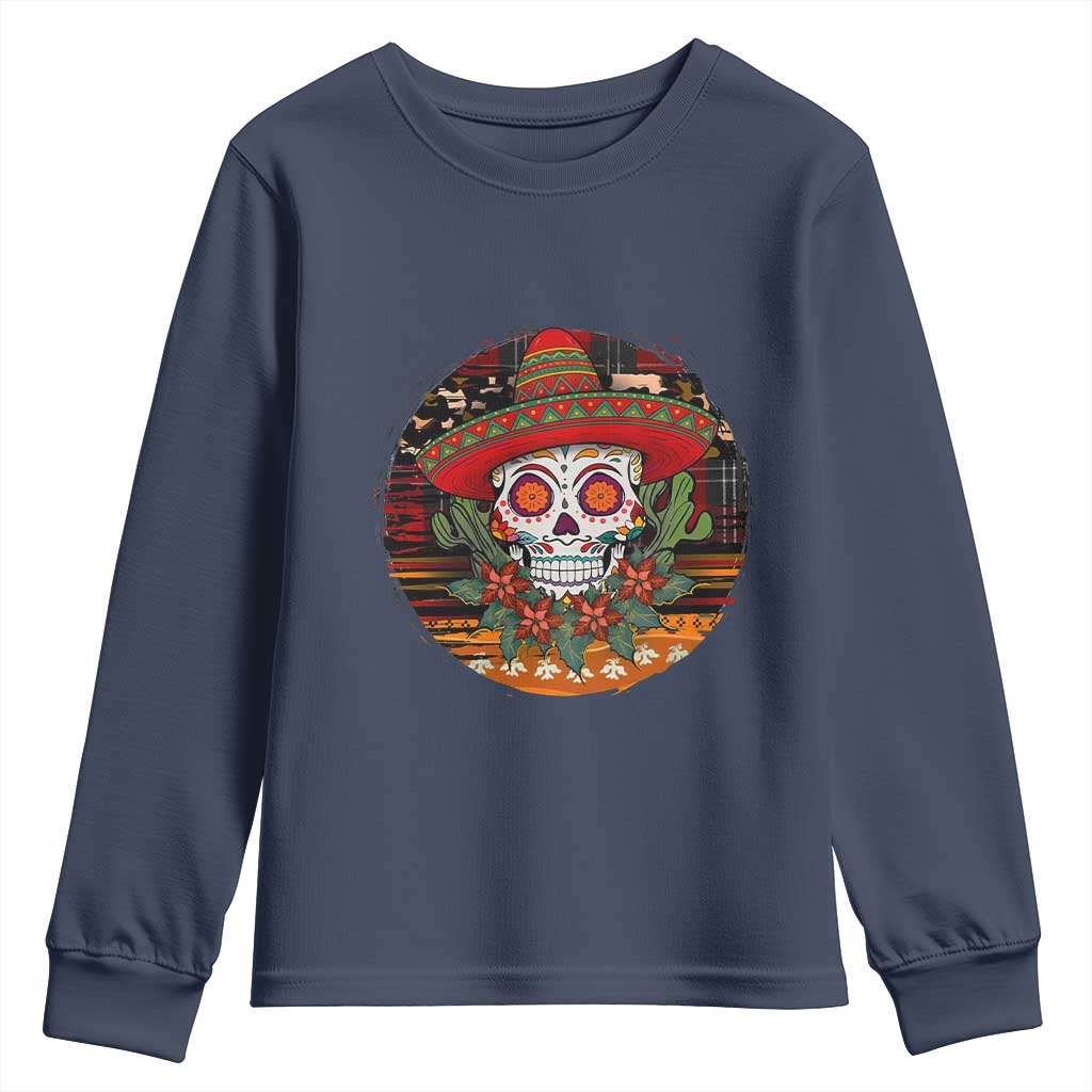 Sugar Skull Mexican Christmas Youth Sweatshirt TS14 Navy Print Your Wear