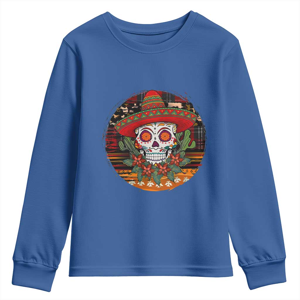 Sugar Skull Mexican Christmas Youth Sweatshirt TS14 Royal Blue Print Your Wear