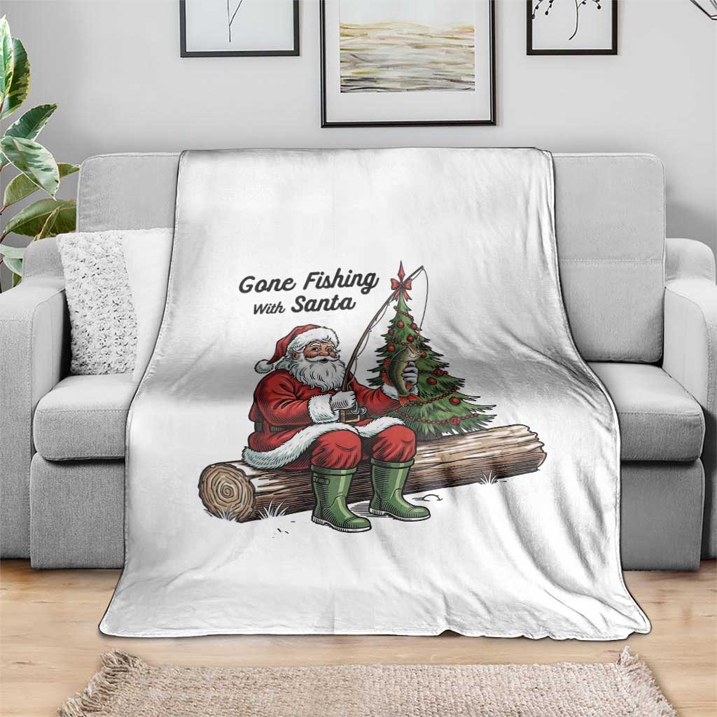 Santa Fishing Chritsmas Throw Blanket Funny Fisherman Xmas TS14 Print Your Wear