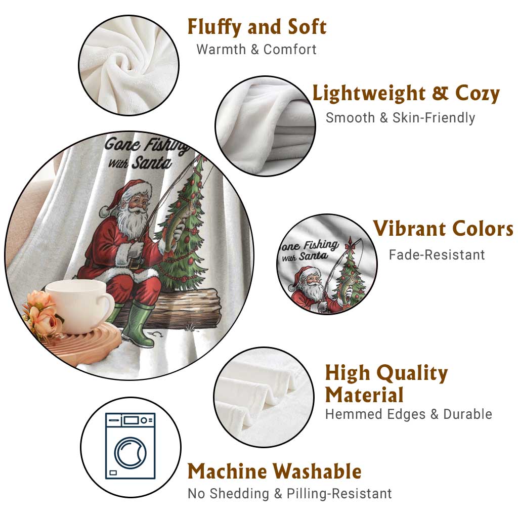 Santa Fishing Chritsmas Throw Blanket Funny Fisherman Xmas TS14 Print Your Wear