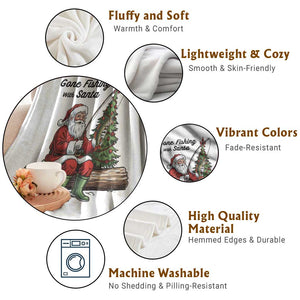 Santa Fishing Chritsmas Throw Blanket Funny Fisherman Xmas TS14 Print Your Wear