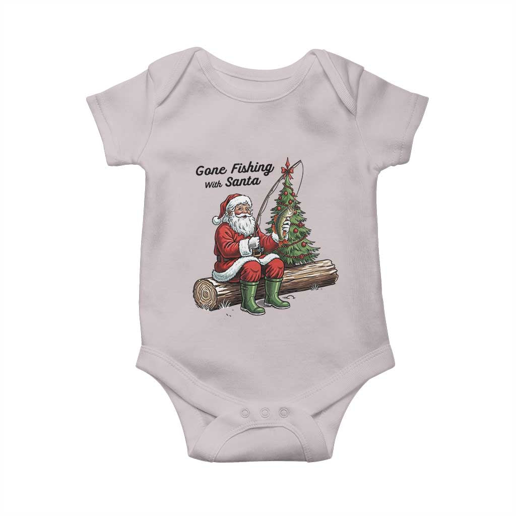 Santa Fishing Chritsmas Baby Onesie Funny Fisherman Xmas TS14 Ice Gray Print Your Wear