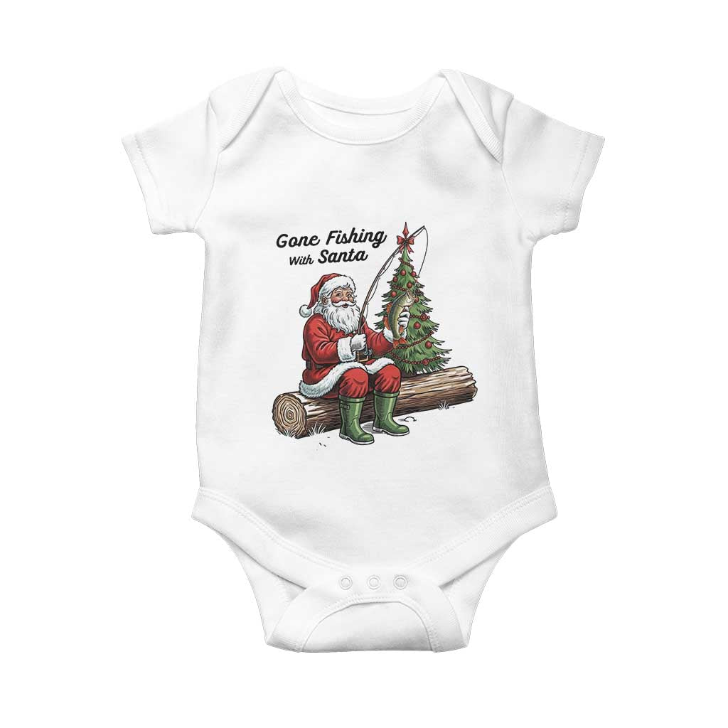 Santa Fishing Chritsmas Baby Onesie Funny Fisherman Xmas TS14 White Print Your Wear