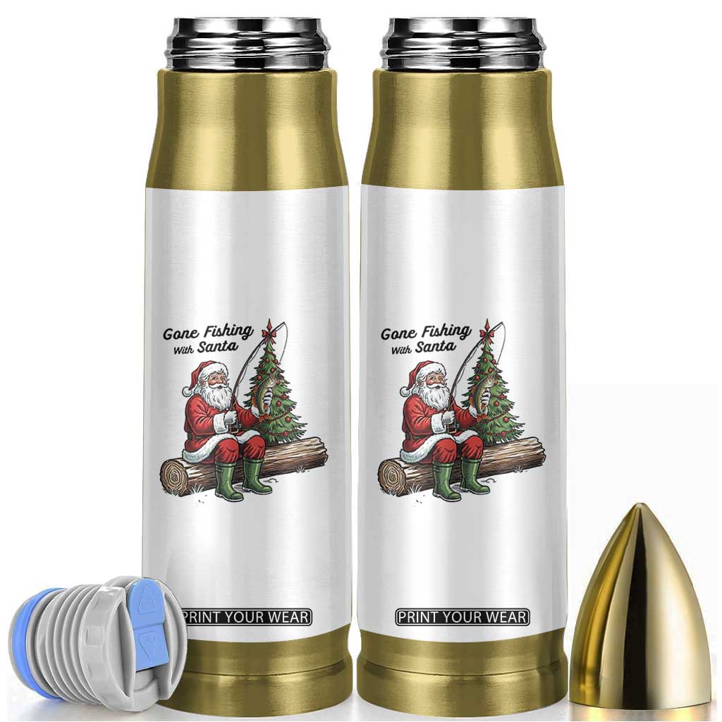 Santa Fishing Chritsmas Bullet Tumbler Funny Fisherman Xmas TS14 White Print Your Wear
