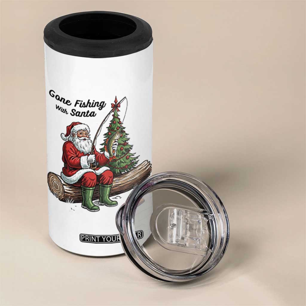 Santa Fishing Chritsmas 4 in 1 Can Cooler Tumbler Funny Fisherman Xmas TS14 Print Your Wear