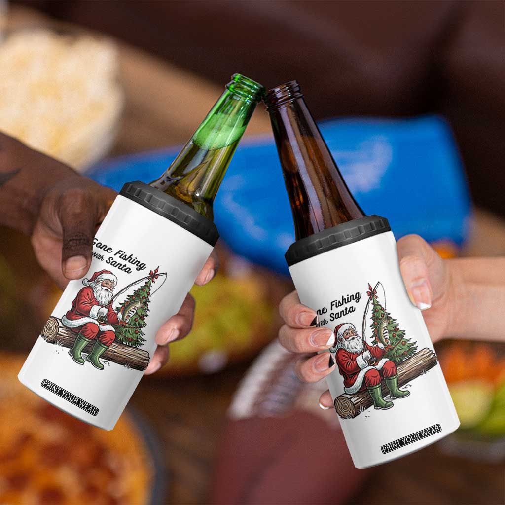 Santa Fishing Chritsmas 4 in 1 Can Cooler Tumbler Funny Fisherman Xmas TS14 Print Your Wear