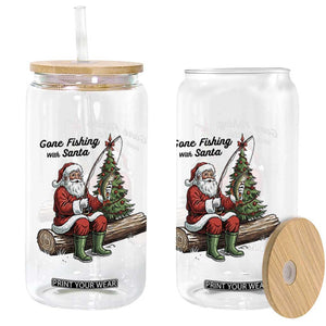 Santa Fishing Chritsmas Glass Can Funny Fisherman Xmas TS14 Print Your Wear
