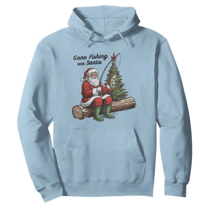 Santa Fishing Chritsmas Hoodie Funny Fisherman Xmas TS14 Light Blue Print Your Wear