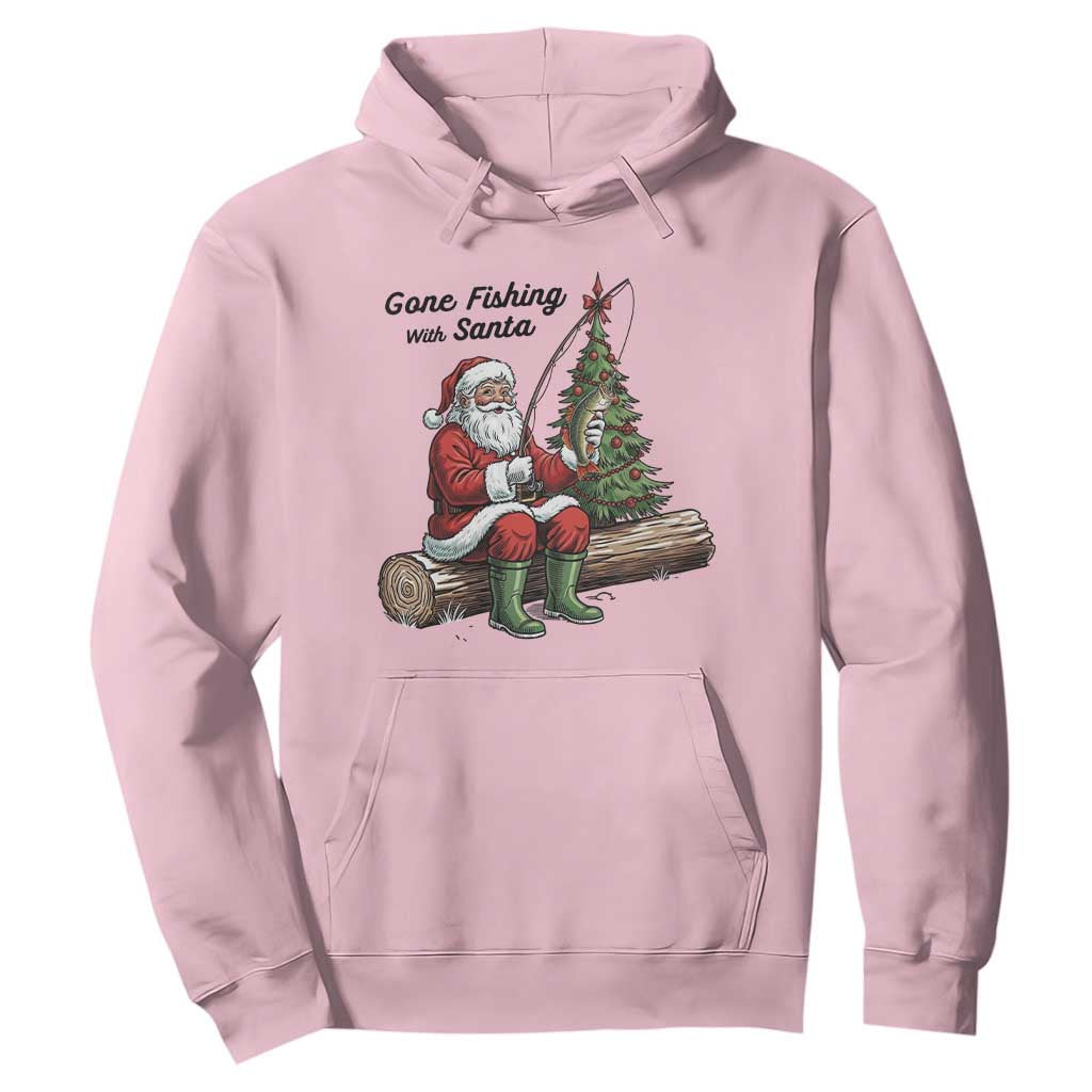 Santa Fishing Chritsmas Hoodie Funny Fisherman Xmas TS14 Light Pink Print Your Wear