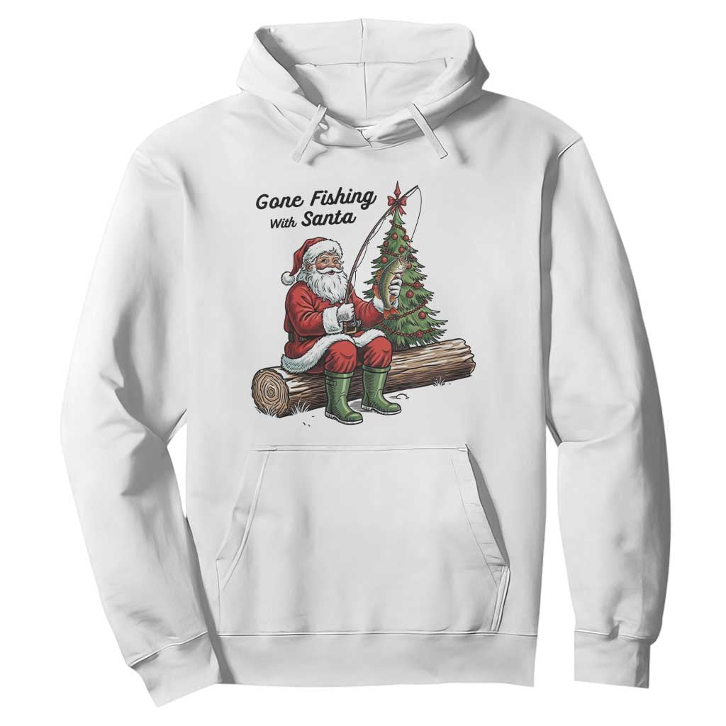 Santa Fishing Chritsmas Hoodie Funny Fisherman Xmas TS14 White Print Your Wear