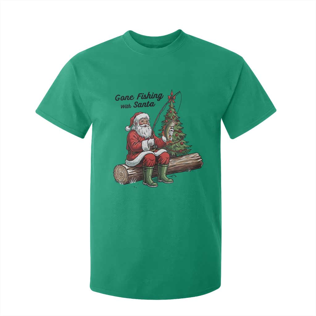 Santa Fishing Chritsmas T Shirt For Kid Funny Fisherman Xmas TS14 Irish Green Print Your Wear