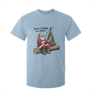 Santa Fishing Chritsmas T Shirt For Kid Funny Fisherman Xmas TS14 Light Blue Print Your Wear