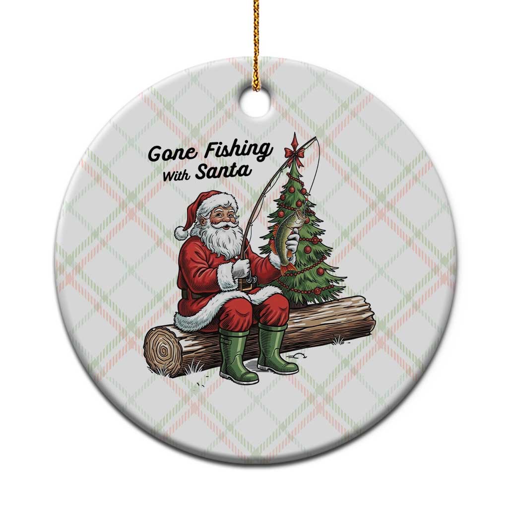Santa Fishing Chritsmas Ceramic Ornament Funny Fisherman Xmas TS14 1pc Christmas Plaid Print Your Wear