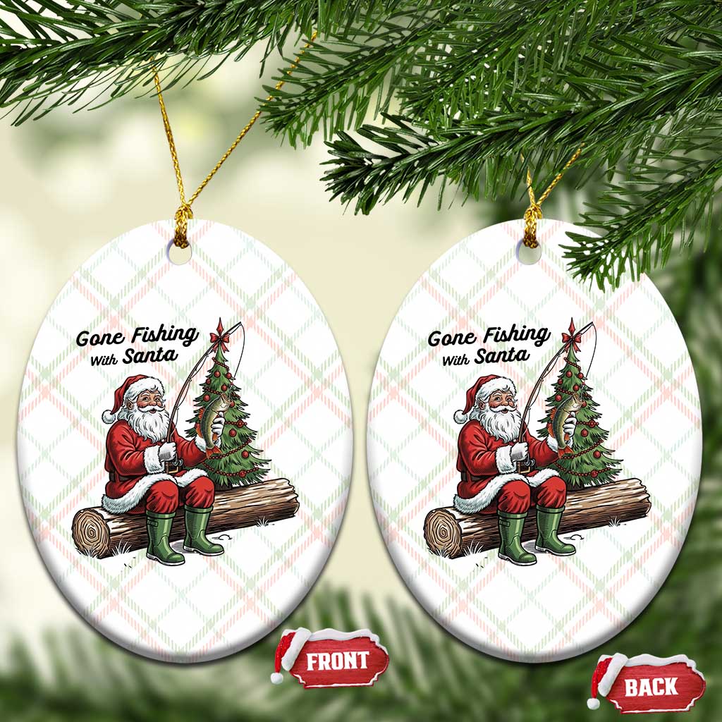 Santa Fishing Chritsmas Ceramic Ornament Funny Fisherman Xmas TS14 Print Your Wear