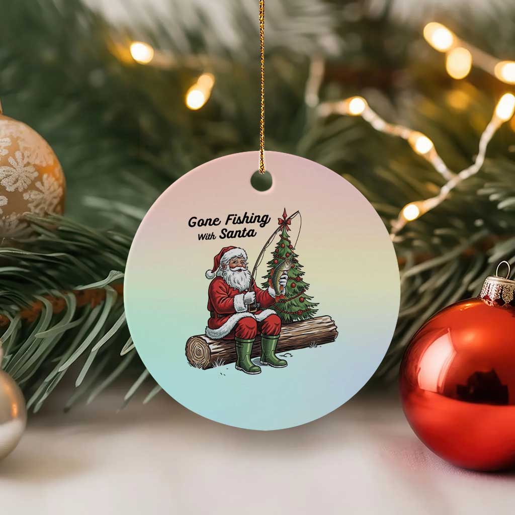 Santa Fishing Chritsmas Ceramic Ornament Funny Fisherman Xmas TS14 1pc Pastel Print Your Wear
