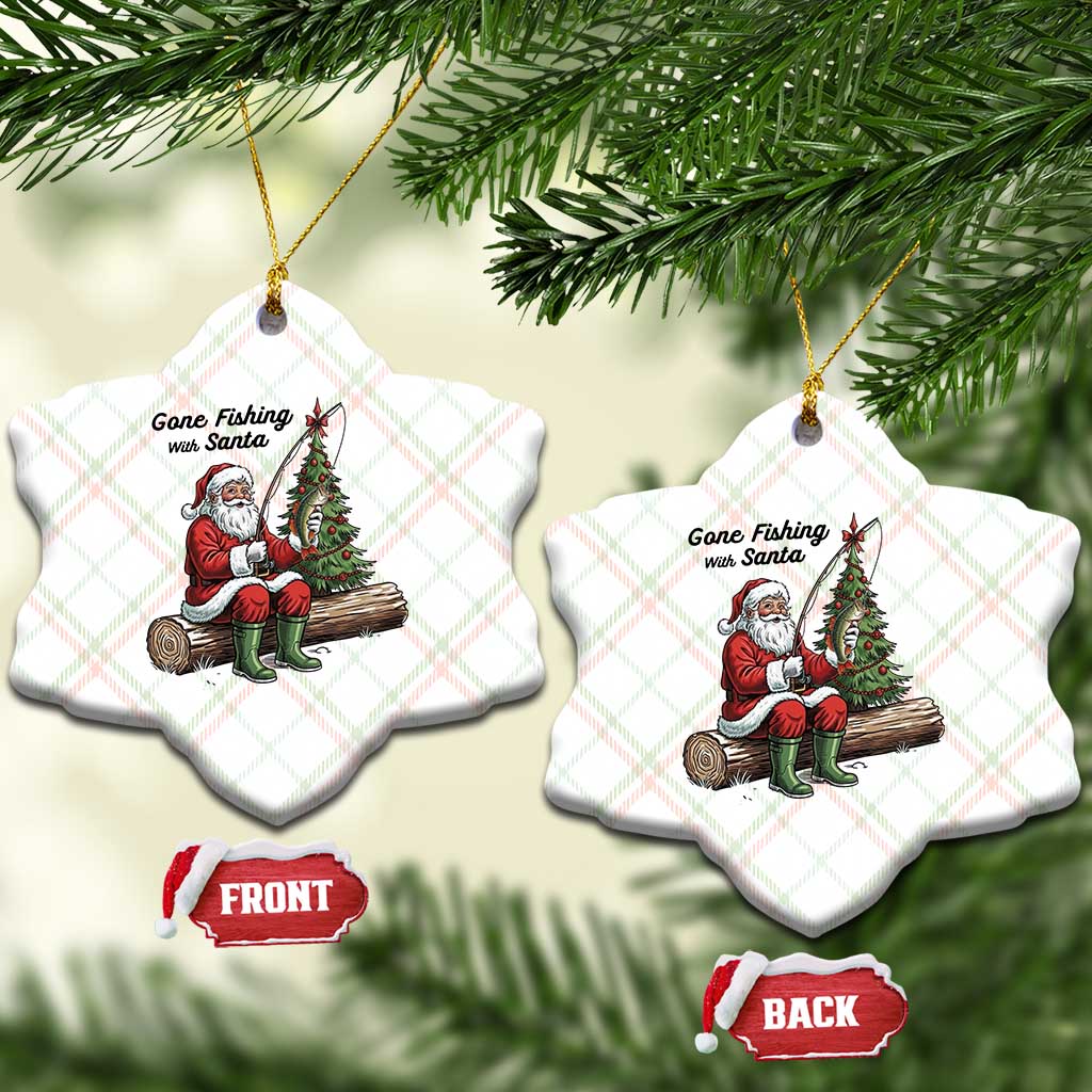 Santa Fishing Chritsmas Ceramic Ornament Funny Fisherman Xmas TS14 Print Your Wear
