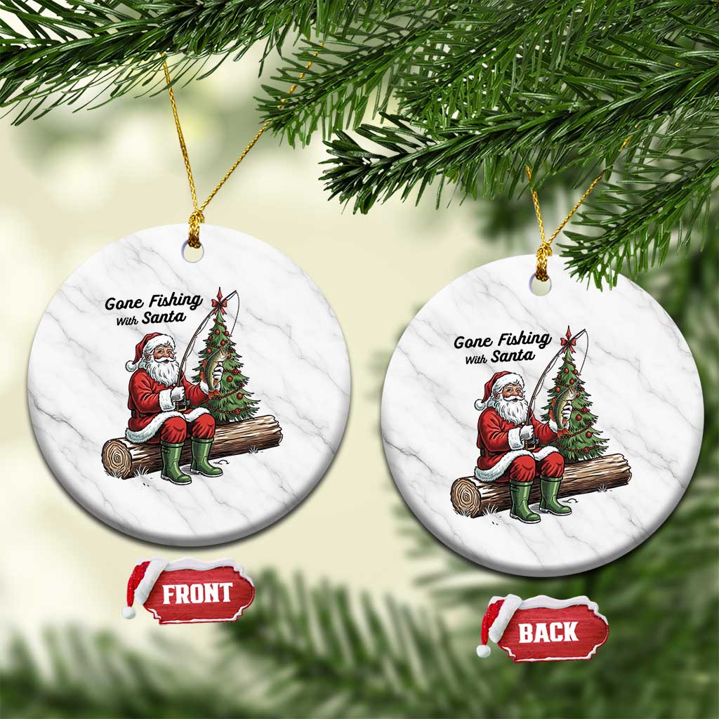 Santa Fishing Chritsmas Ceramic Ornament Funny Fisherman Xmas TS14 1pc White Marble Print Your Wear