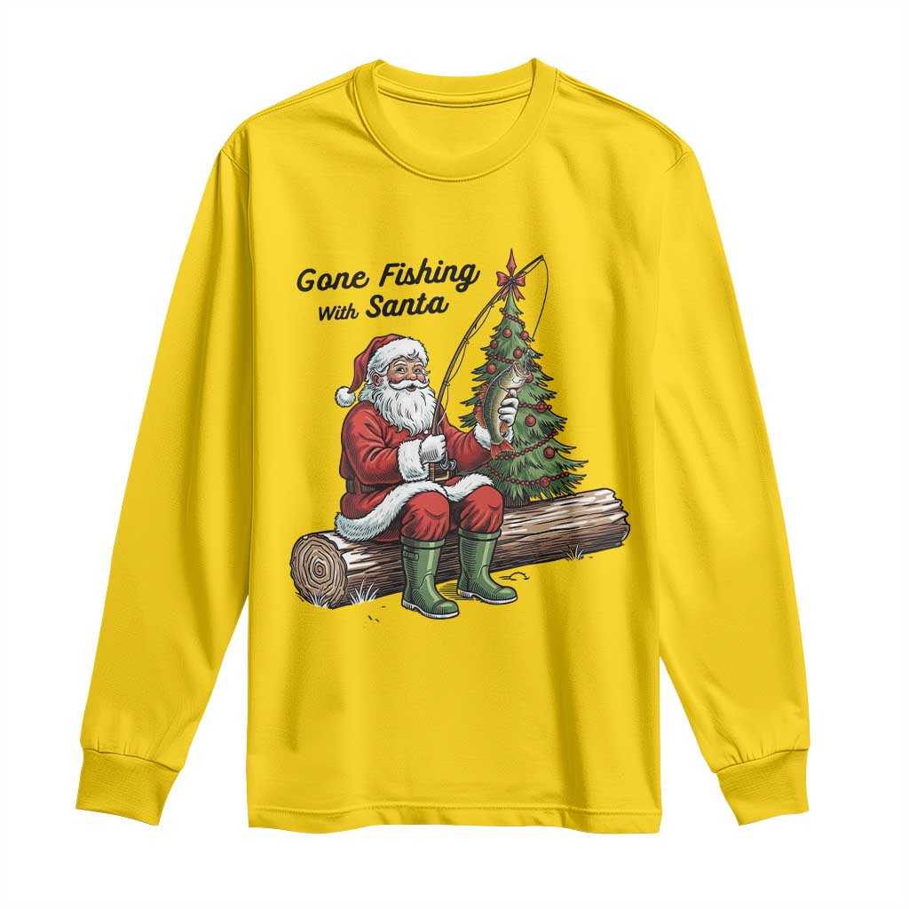 Santa Fishing Chritsmas Long Sleeve Shirt Funny Fisherman Xmas TS14 Daisy Print Your Wear