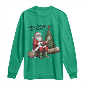 Santa Fishing Chritsmas Long Sleeve Shirt Funny Fisherman Xmas TS14 Irish Green Print Your Wear