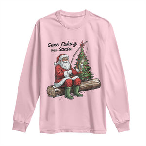 Santa Fishing Chritsmas Long Sleeve Shirt Funny Fisherman Xmas TS14 Light Pink Print Your Wear