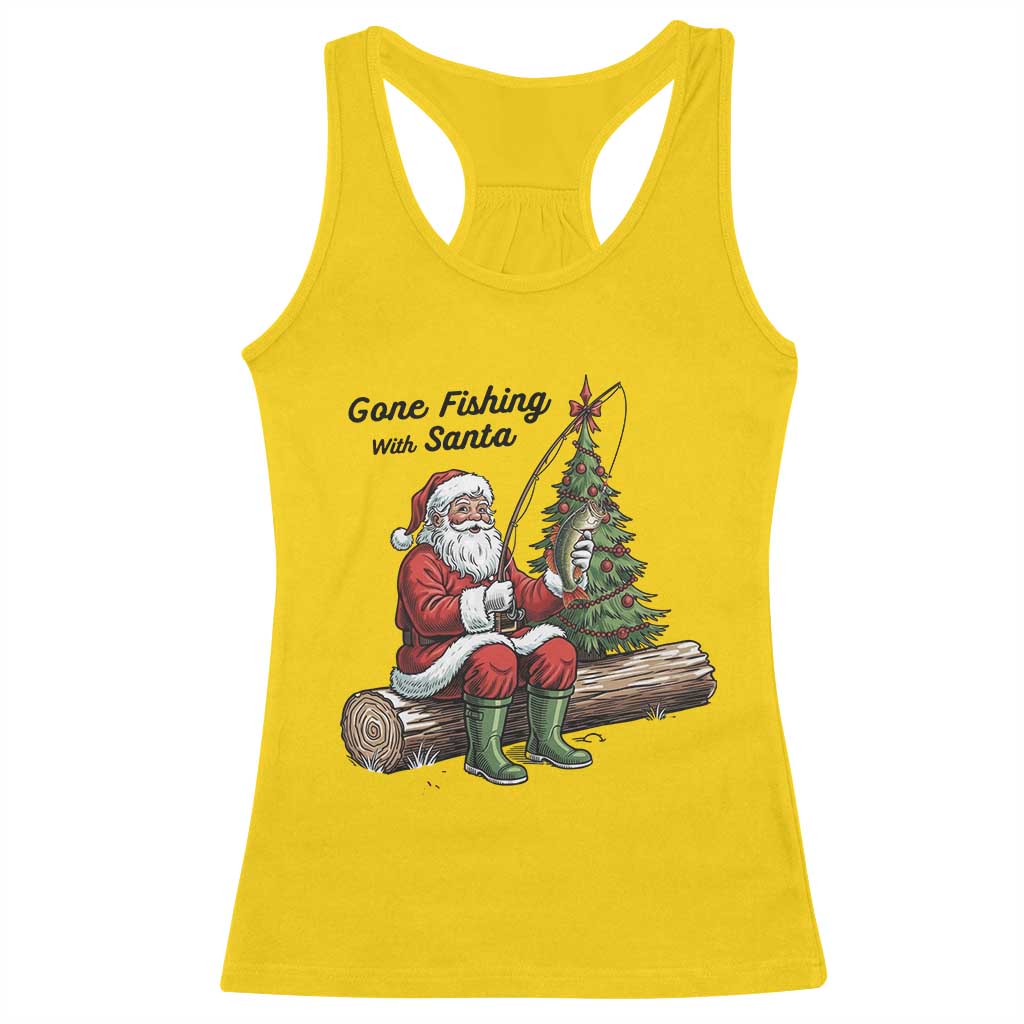 Santa Fishing Chritsmas Racerback Tank Top Funny Fisherman Xmas TS14 Daisy Print Your Wear