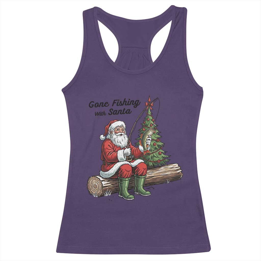 Santa Fishing Chritsmas Racerback Tank Top Funny Fisherman Xmas TS14 Purple Print Your Wear