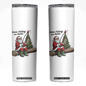 Santa Fishing Chritsmas Skinny Tumbler Funny Fisherman Xmas TS14 White Print Your Wear