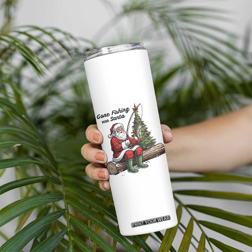 Santa Fishing Chritsmas Skinny Tumbler Funny Fisherman Xmas TS14 Print Your Wear