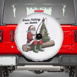 Santa Fishing Chritsmas Spare Tire Cover Funny Fisherman Xmas TS14 White Print Your Wear
