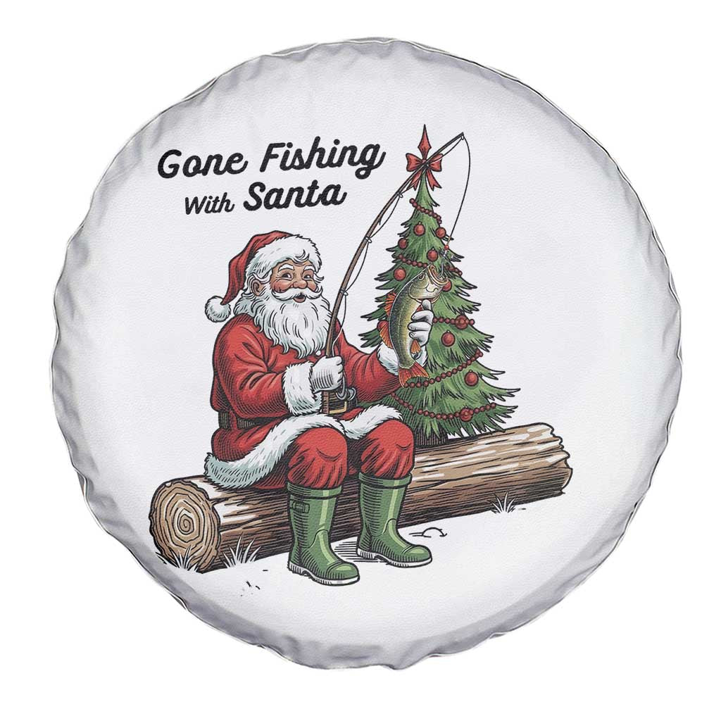 Santa Fishing Chritsmas Spare Tire Cover Funny Fisherman Xmas TS14 Print Your Wear