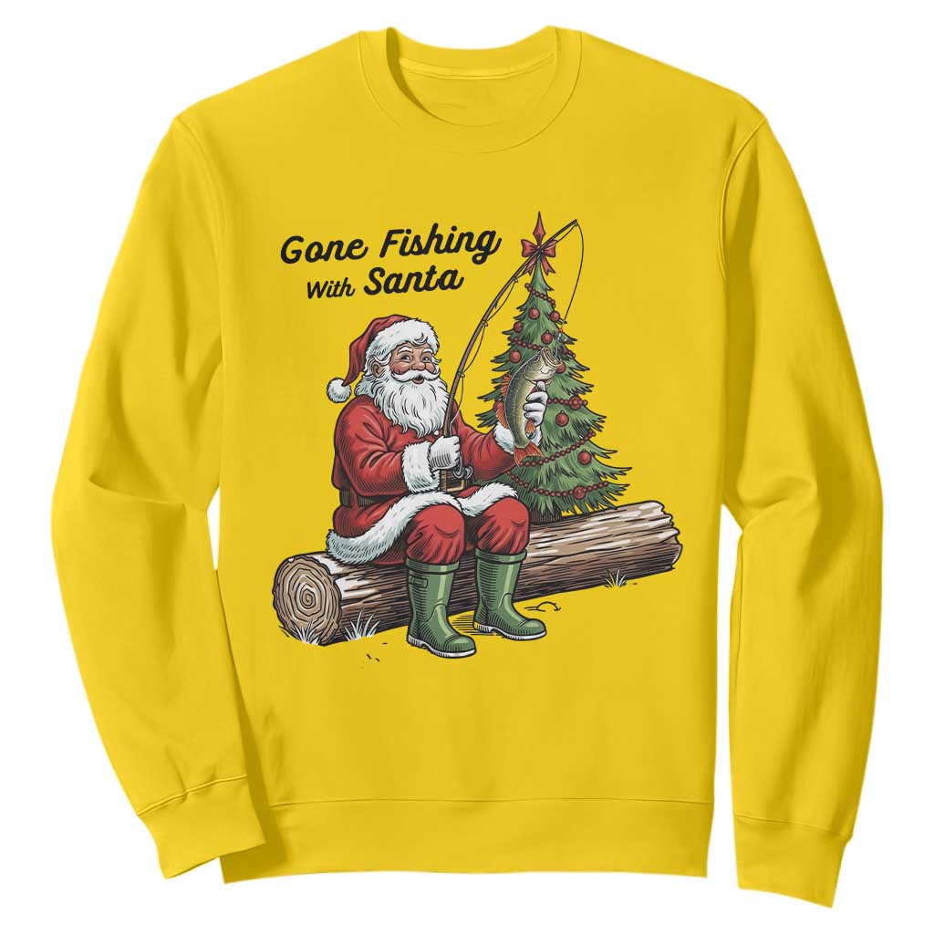Santa Fishing Chritsmas Sweatshirt Funny Fisherman Xmas TS14 Daisy Print Your Wear