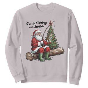 Santa Fishing Chritsmas Sweatshirt Funny Fisherman Xmas TS14 Ice Gray Print Your Wear