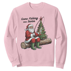 Santa Fishing Chritsmas Sweatshirt Funny Fisherman Xmas TS14 Light Pink Print Your Wear