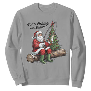 Santa Fishing Chritsmas Sweatshirt Funny Fisherman Xmas TS14 Sport Gray Print Your Wear
