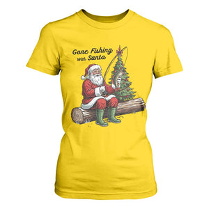 Santa Fishing Chritsmas T Shirt For Women Funny Fisherman Xmas TS14 Daisy Print Your Wear
