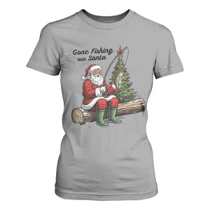 Santa Fishing Chritsmas T Shirt For Women Funny Fisherman Xmas TS14 Sport Gray Print Your Wear