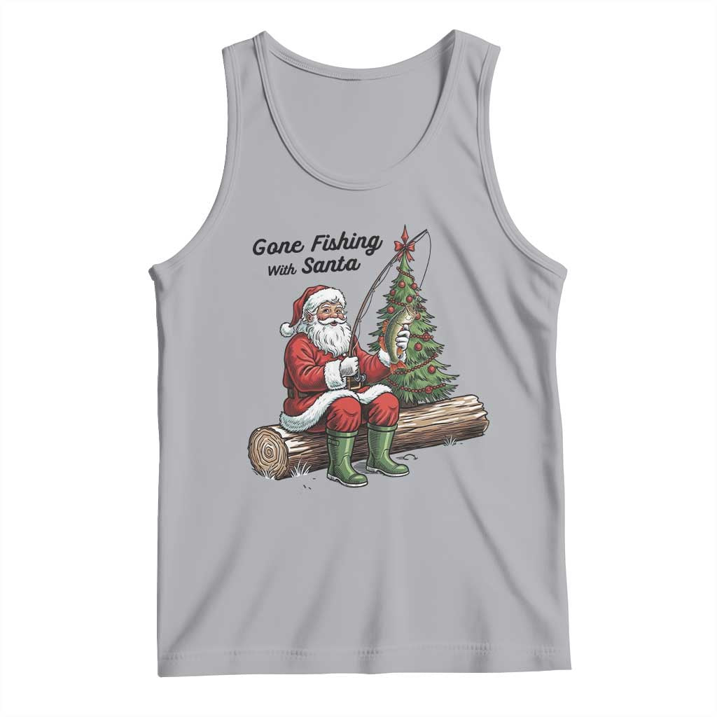 Santa Fishing Chritsmas Tank Top Funny Fisherman Xmas TS14 Athletic Heather Print Your Wear