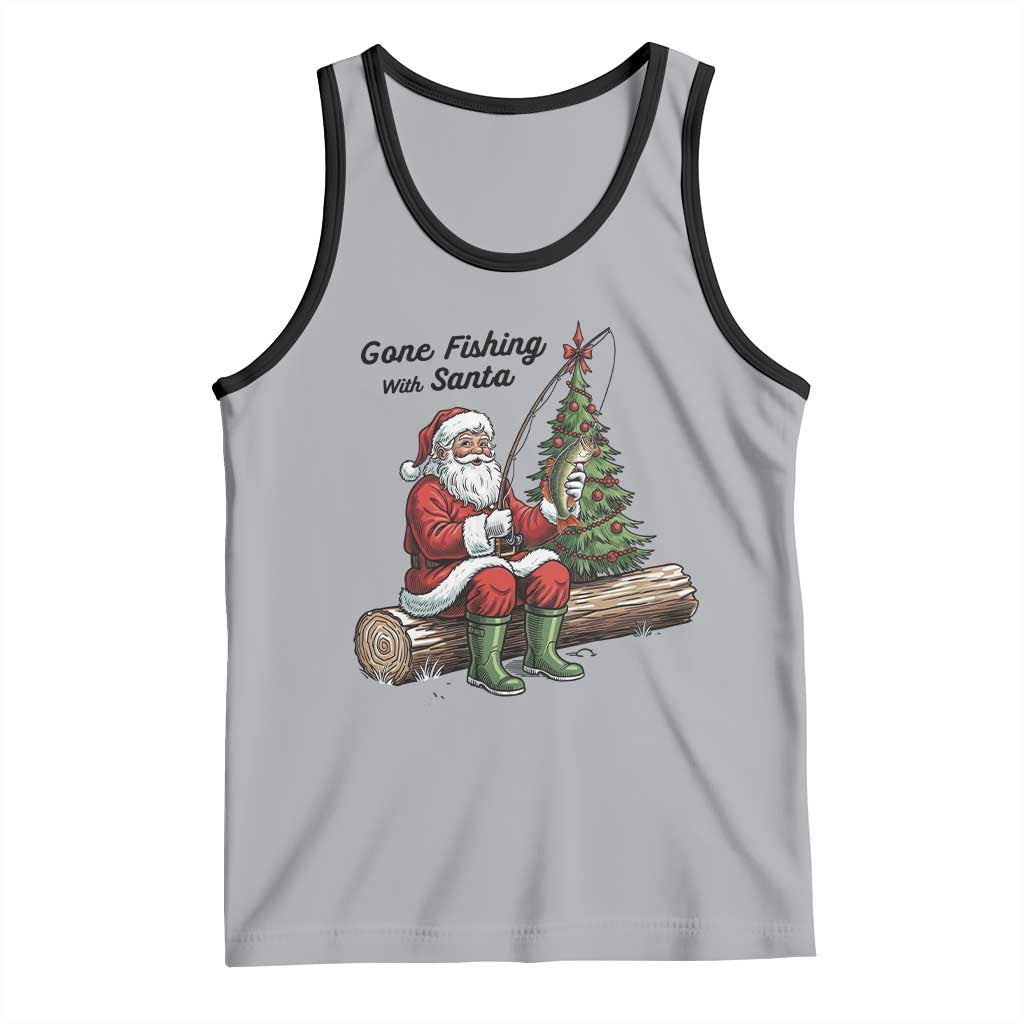 Santa Fishing Chritsmas Tank Top Funny Fisherman Xmas TS14 Athletic Heather Black Print Your Wear