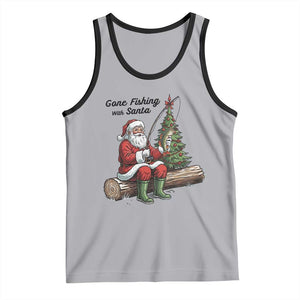 Santa Fishing Chritsmas Tank Top Funny Fisherman Xmas TS14 Athletic Heather Black Print Your Wear