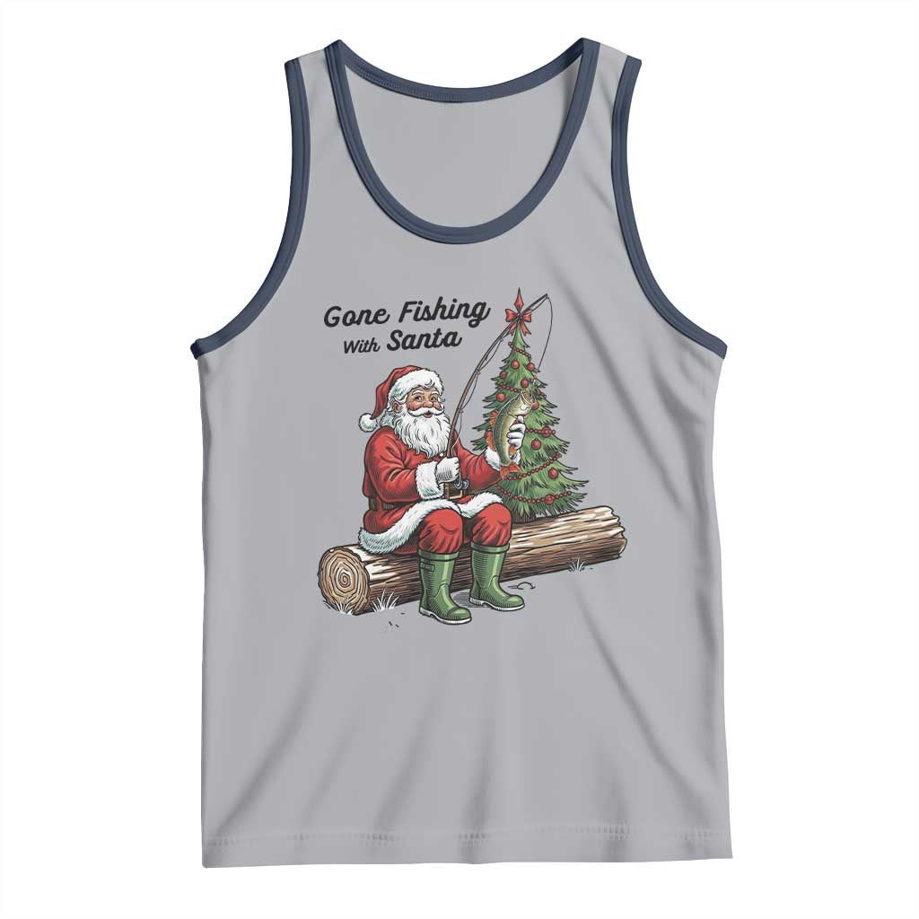 Santa Fishing Chritsmas Tank Top Funny Fisherman Xmas TS14 Athletic Heather Navy Print Your Wear