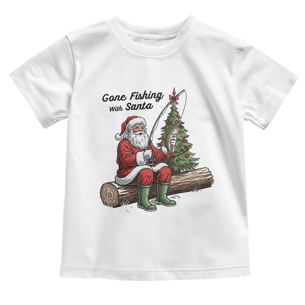 Santa Fishing Chritsmas Toddler T Shirt Funny Fisherman Xmas TS14 White Print Your Wear