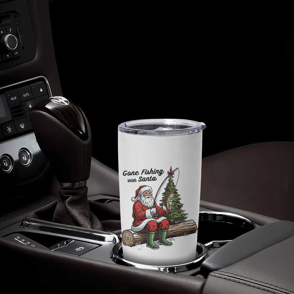 Santa Fishing Chritsmas Tumbler Cup Funny Fisherman Xmas TS14 Print Your Wear