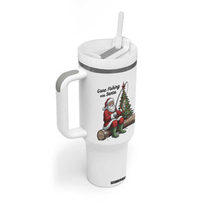 Santa Fishing Chritsmas Tumbler With Handle Funny Fisherman Xmas TS14 Print Your Wear